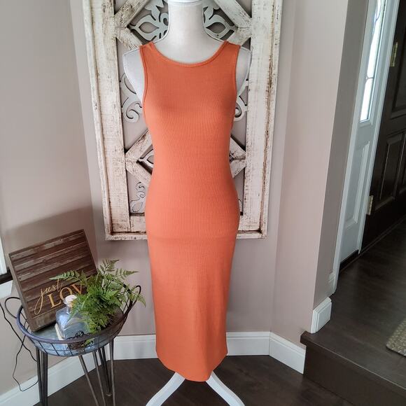 New Velvet Torch Women's Junior Size Large Ribbed Tank Midi Dress Open Back - Picture 2 of 9